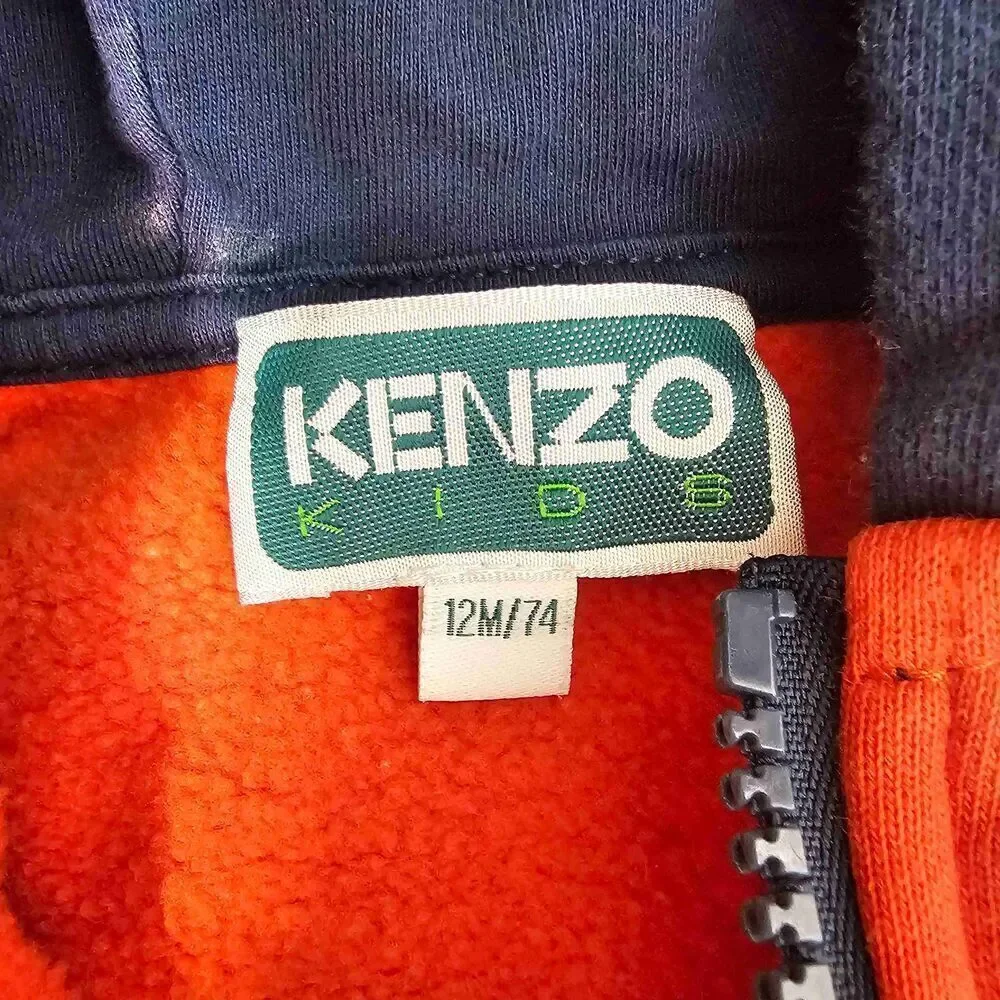 Kenzo Baby Boy Orange Blue Hooded Zip Up Two Tone Tracksuit Set Size 12 Months